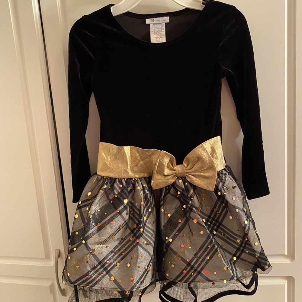 Bonnie Jean Black and Gold Formal Dress